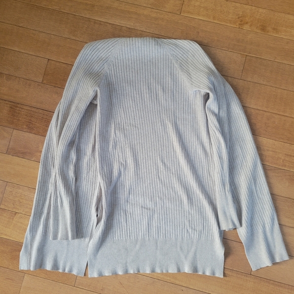 Verve Ami Ribbed Open Front Cardigan Neutral Beige Minimalist Long Sleeve Size S - Picture 5 of 5